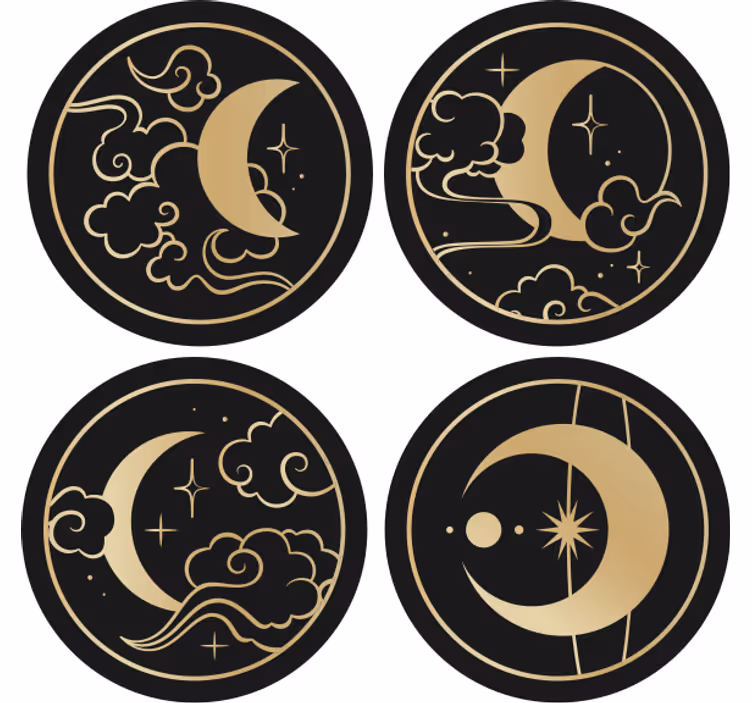 Japanske månesirkler vintage underlag - Tenstickers