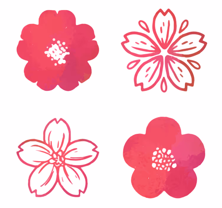 Underlag moderne rosa blomsterelementer - Tenstickers