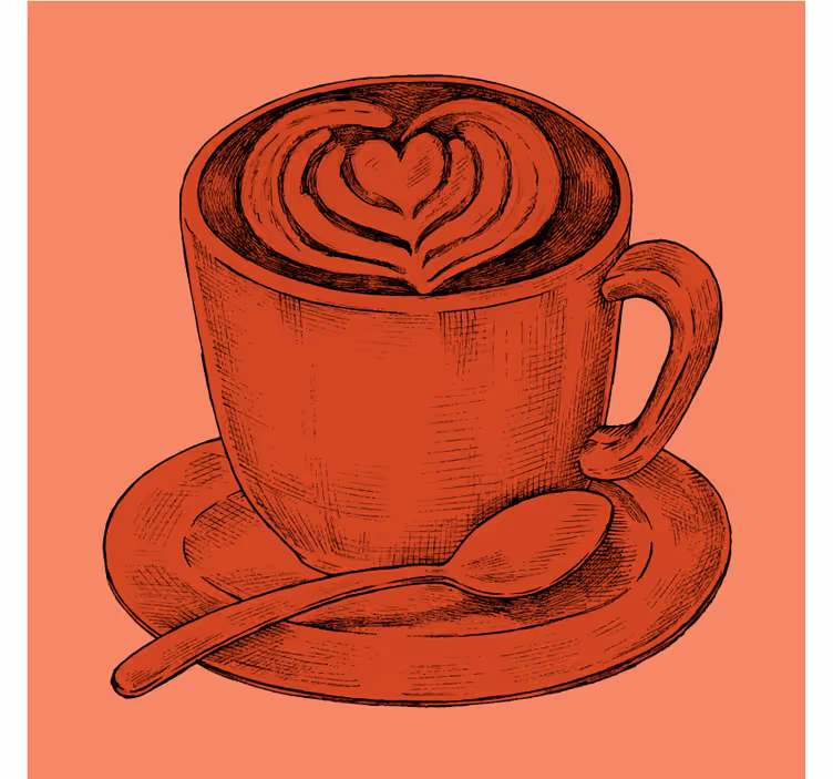 Vintage underlag hjerte-motiv kaffekopp - Tenstickers