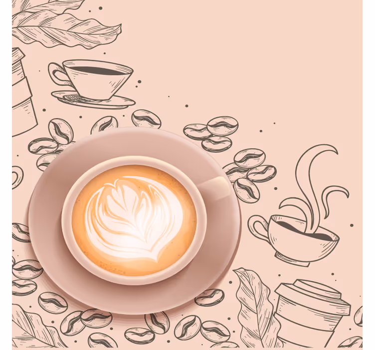Moderne underlag med elegant kaffekoppkunst - Tenstickers
