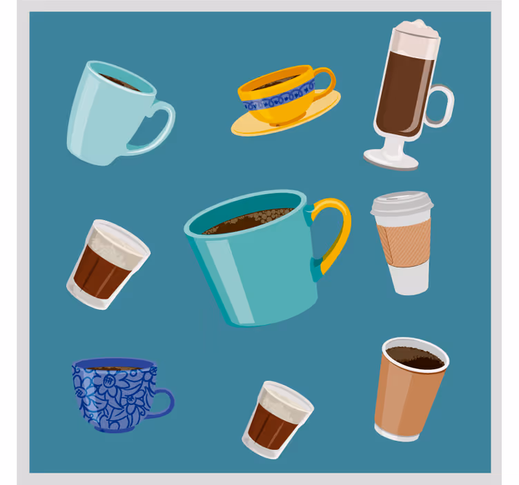 Moderne underlag til ulike kaffekopper - Tenstickers