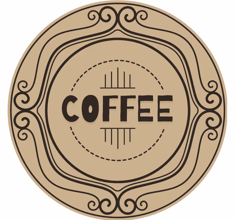 Underlag tilpasset elegant kaffekrets-emblem - Tenstickers