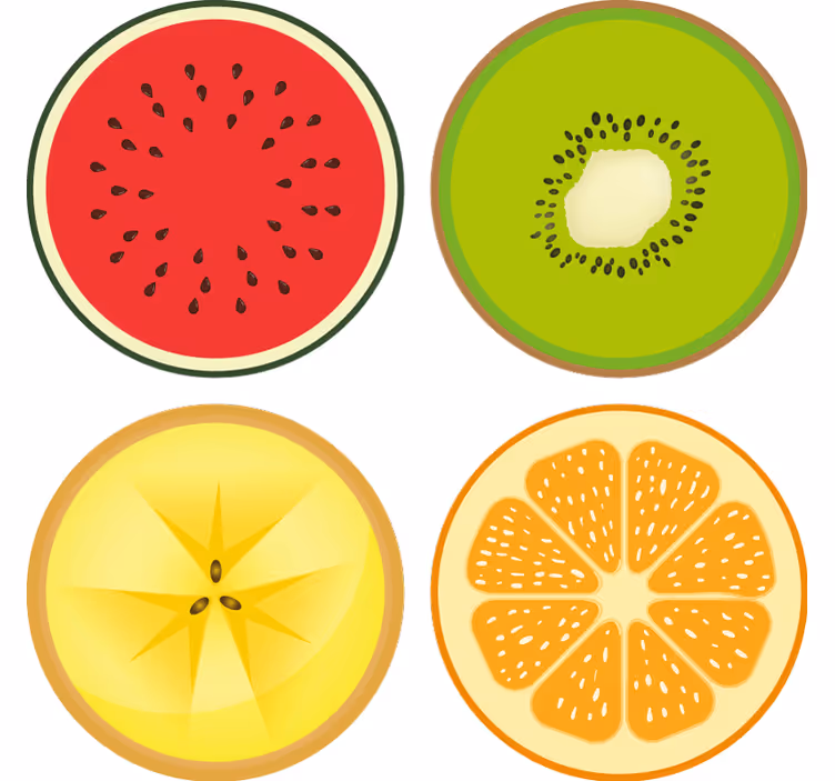 Skiver tropisk frukt sett underlag moderne - Tenstickers