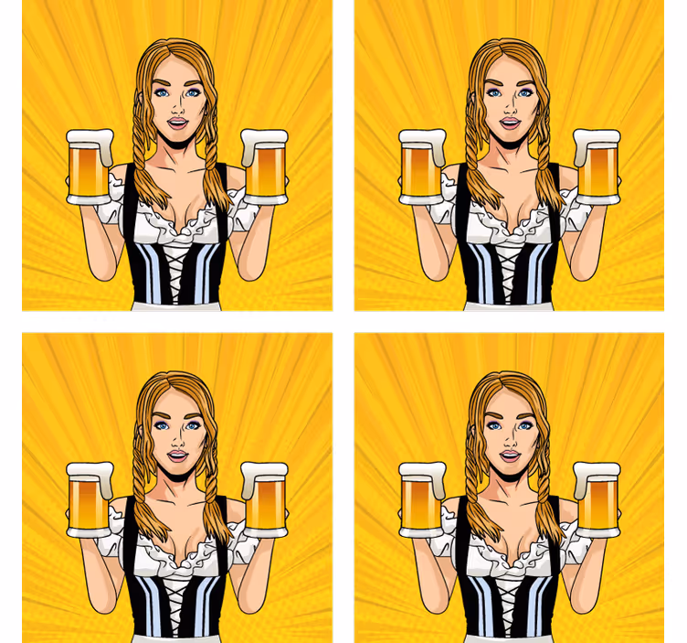 Underlag øl glad kvinne med øl - Tenstickers