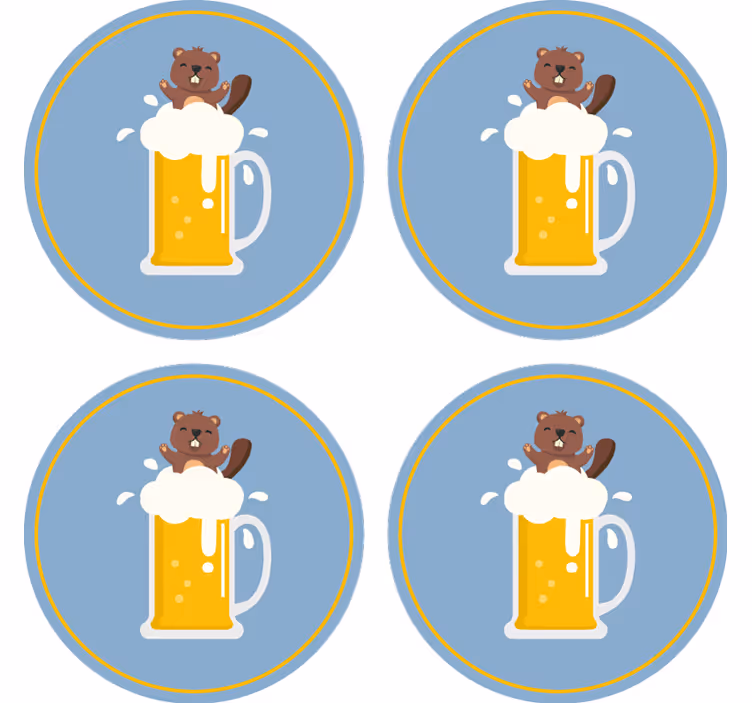 Underlag øl glade bever krus - Tenstickers