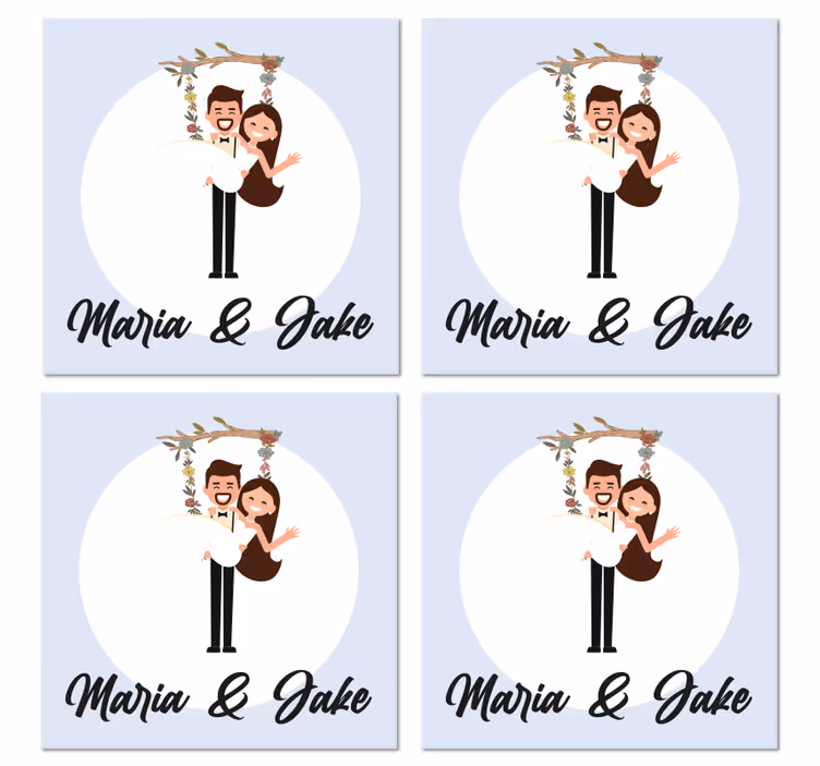 Forlovede med navn på en gren swing underlag bryllup - Tenstickers