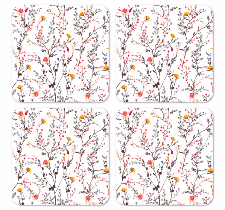 Underlag moderne med botanisk motiv og fugler - Tenstickers