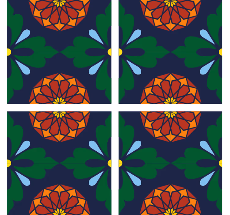 Vibrant botanisk trykk underlag fliser - Tenstickers