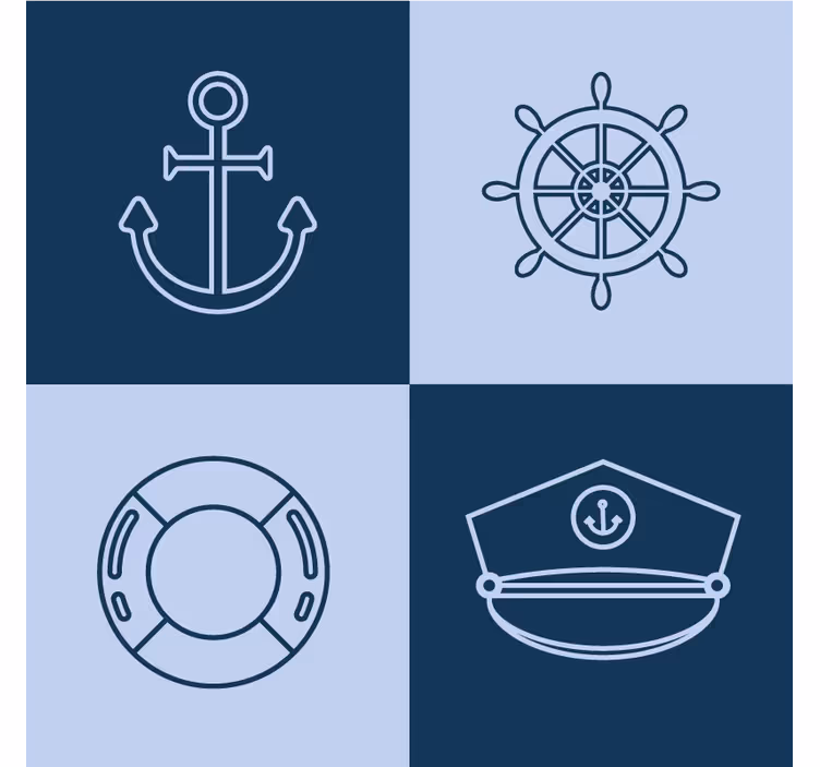 Marine symboler fliser flere glassbrikke - Tenstickers