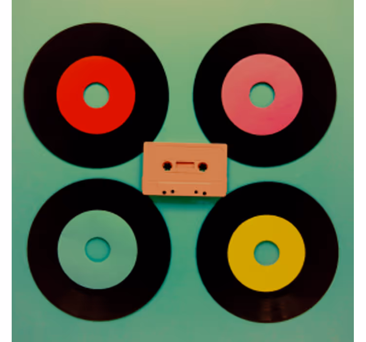 Underlag nerdete retro vinylplater sett - Tenstickers