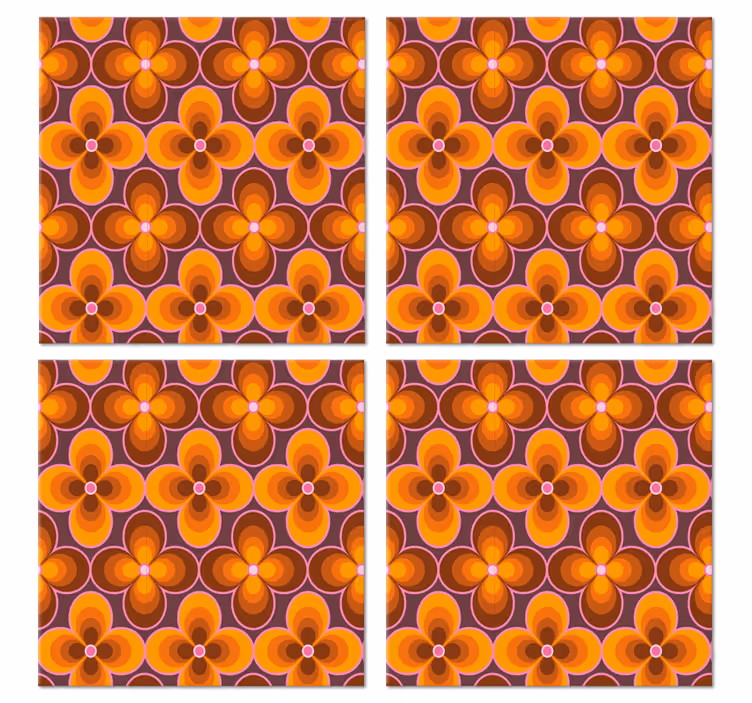 Blomst retro groovy mønster vintage underlag - Tenstickers