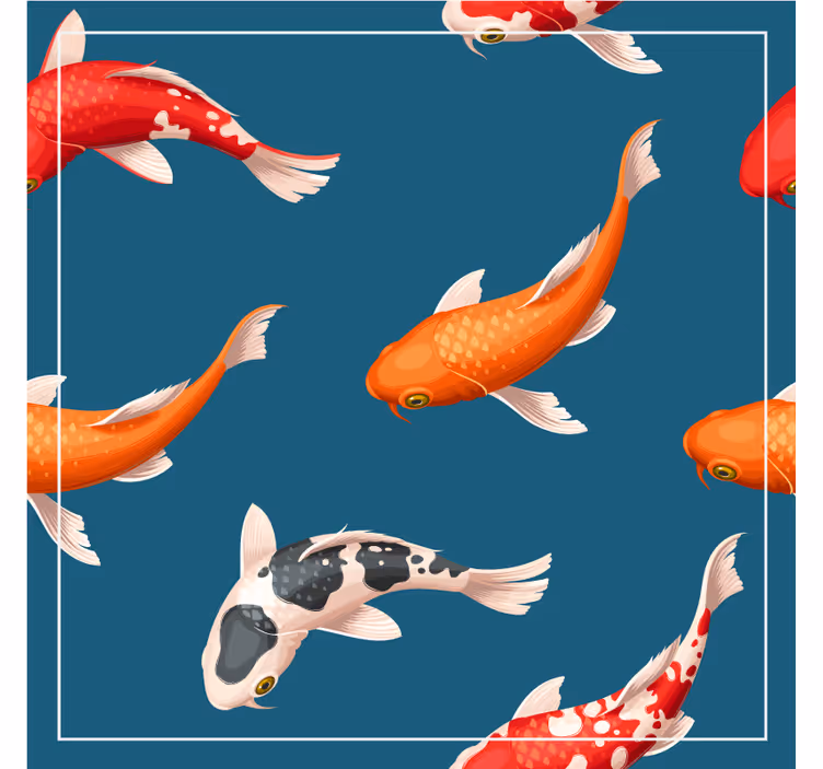 Underlag moderne fargerikt koi fisk mønster - Tenstickers