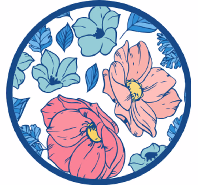 Underlag moderne blomstermønster sirkel - Tenstickers