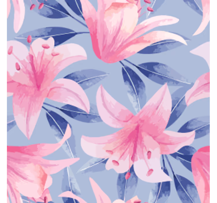 Underlag med blomsterdesign og rosa liljer - Tenstickers