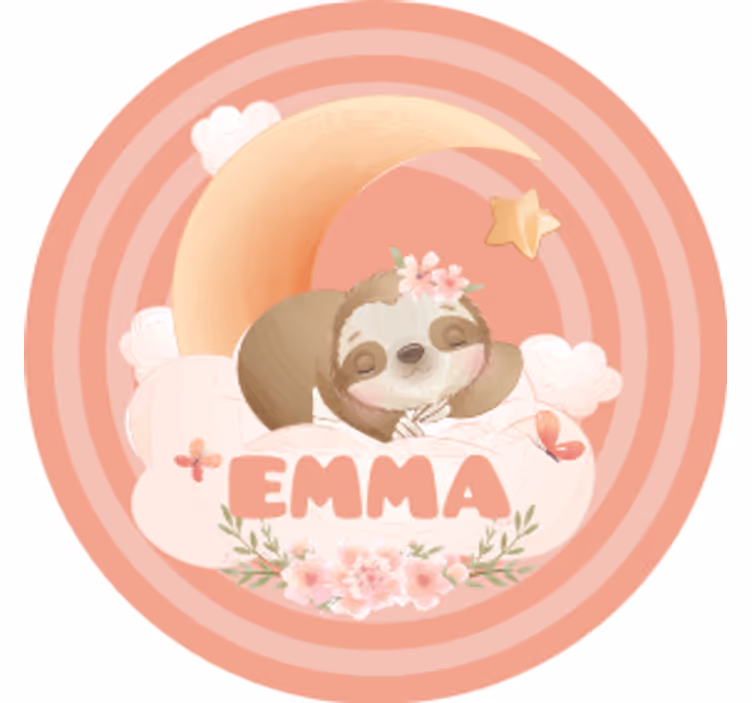 Sloth moon floral underlag tilpasset - Tenstickers