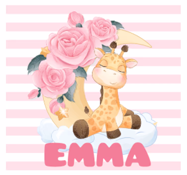 Underlag tilpasset giraff med blomsterhalvmåne - Tenstickers
