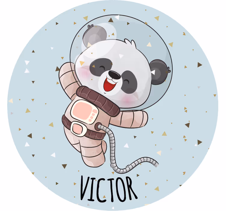 Søt panda for gutt med navn underlag tilpasset - Tenstickers