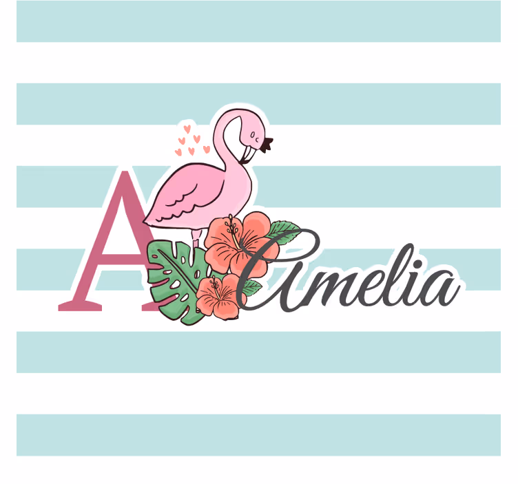 Underlag tilpasset personlig flamingo blomster - Tenstickers