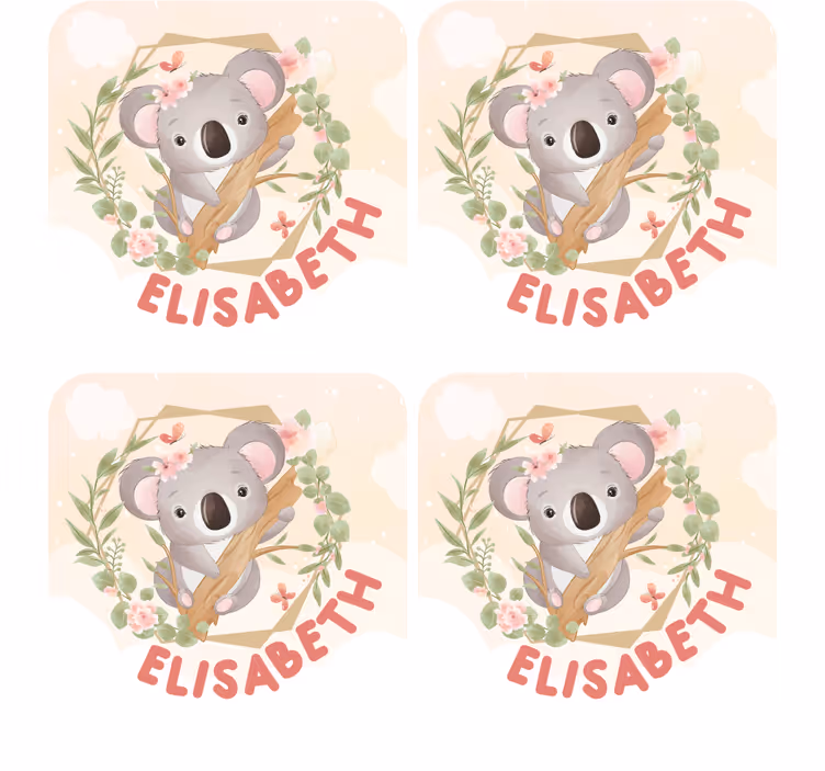 Underlag tilpasset søt koala med blomster - Tenstickers