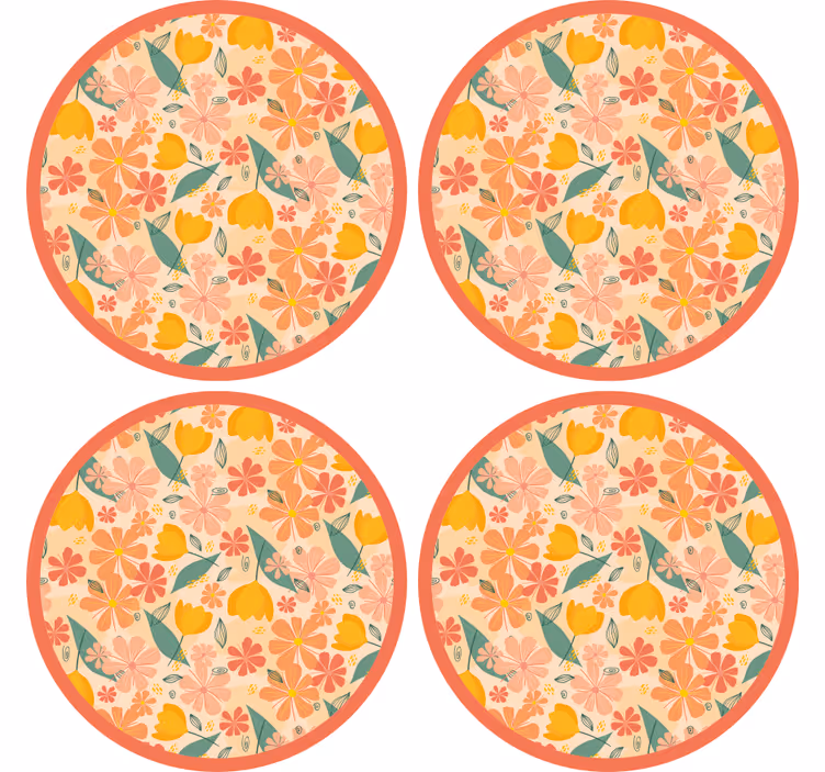 Underlag med blomstermønster rund flate - Tenstickers