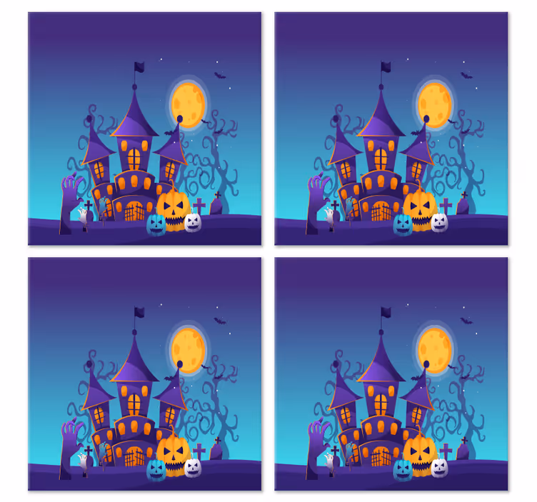 Uhyggelig kirkegård med flaggermus og gresskar Halloween underlag - Tenstickers
