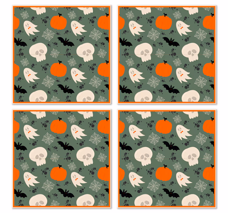 Gresskar, spøkelser og edderkopper mønster Halloween underlag - Tenstickers