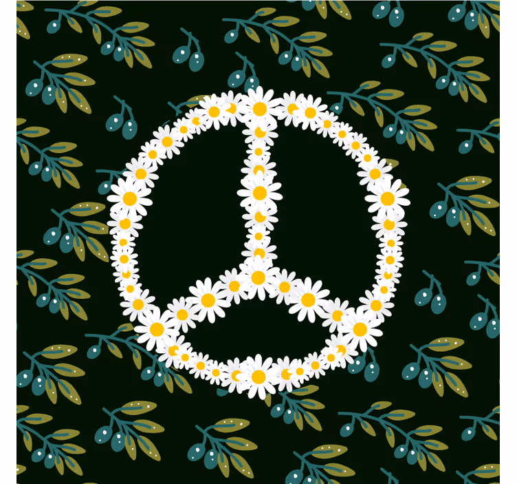 Underlag nerdete med blomstrende fredssymbol - Tenstickers