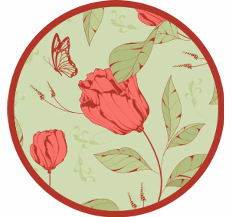 Moderne underlag med blomster og sommerfugl - Tenstickers