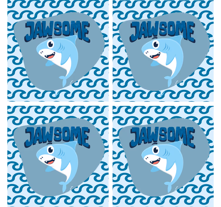 Underlag nerdete med tegneseriehai og bølger - Tenstickers