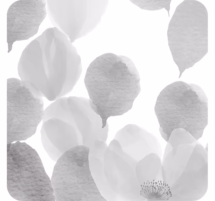 Underlag i myke grå blomsterpetaler - Tenstickers