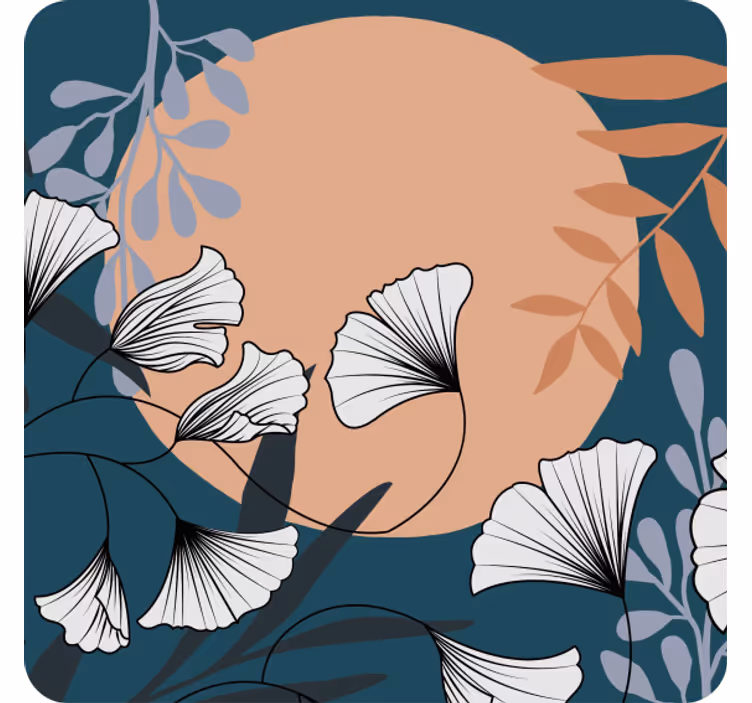 Underlag moderne med blomster ginkgo mønster - Tenstickers
