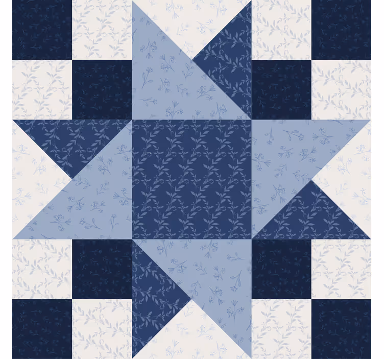 Lappeteppe blå stjerne trekant design vintage underlag - Tenstickers