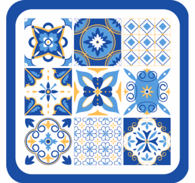 Geometriske blå mønstre underlag - Tenstickers
