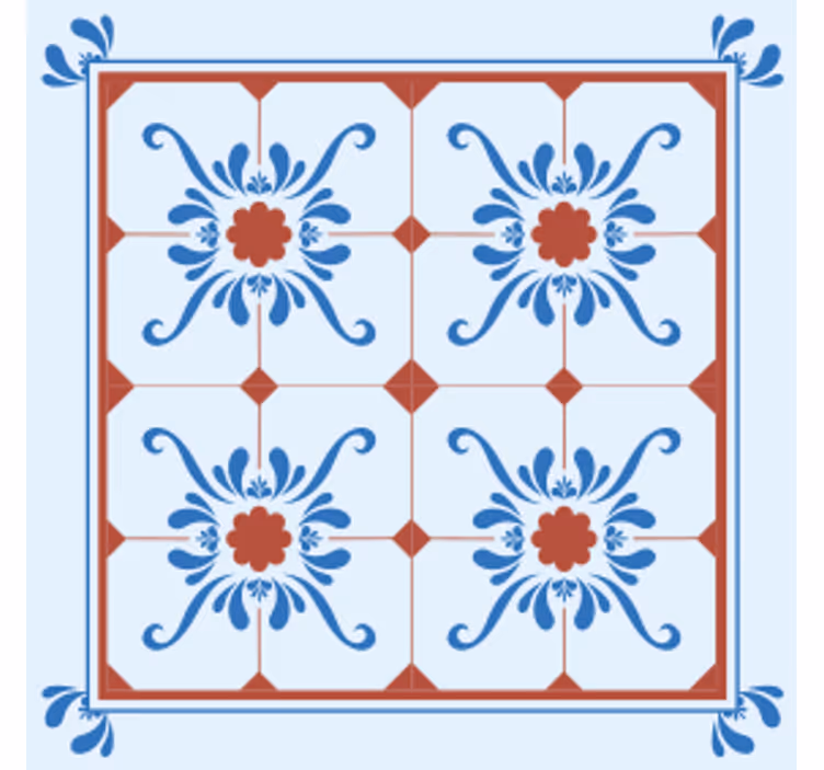 Dekorativt blomsterdesign underlag fliser - Tenstickers