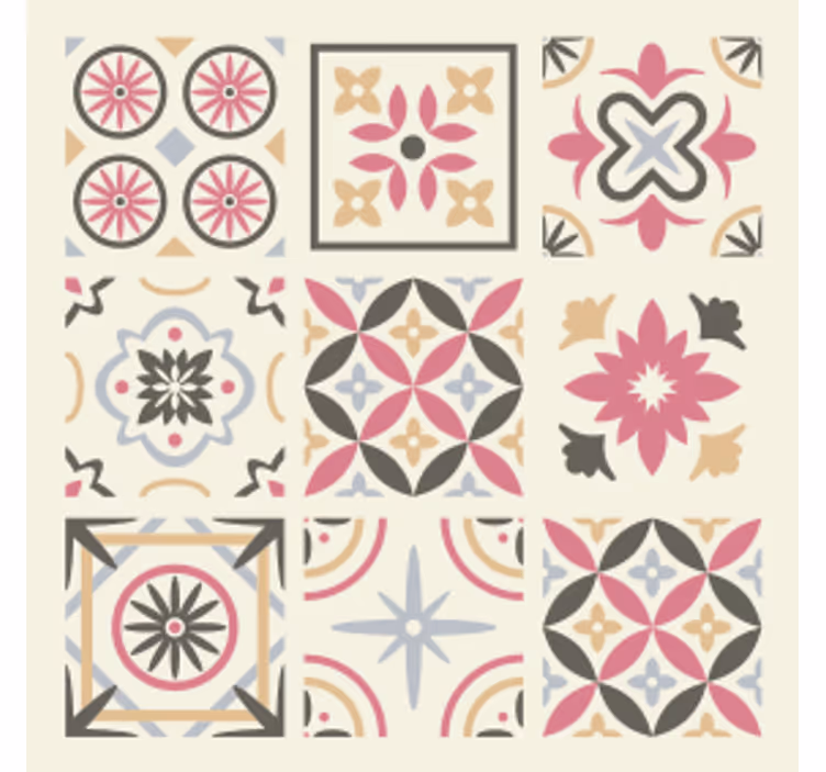 Geometrisk blomsterdesign underlag fliser - Tenstickers