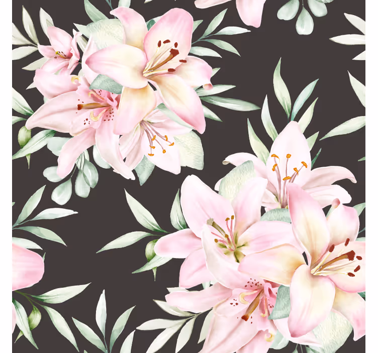 Botanisk arrangement med liljer underlag nerdete - Tenstickers