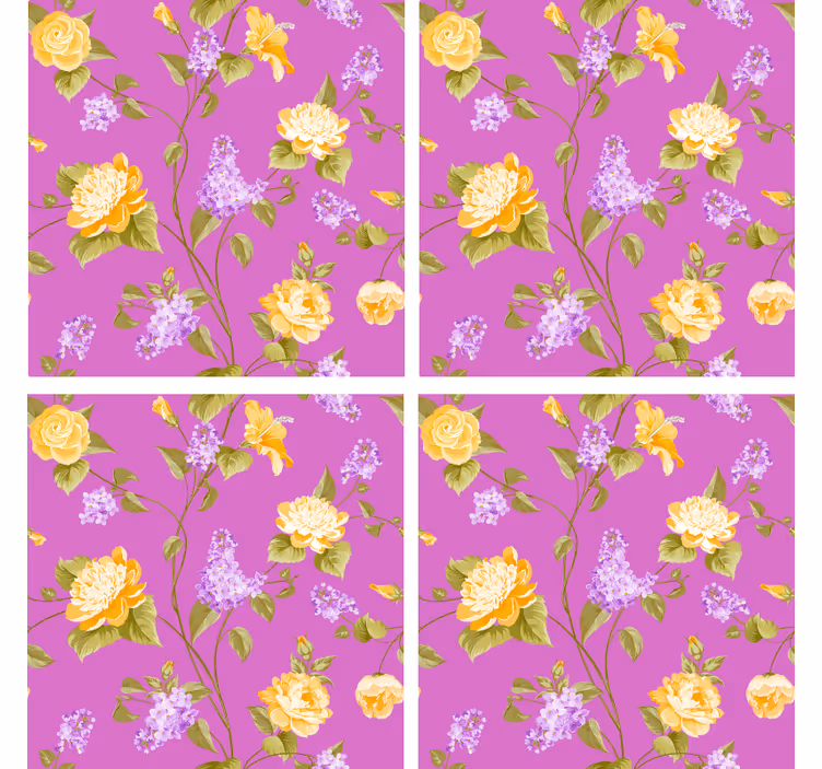 Underlag med blomstertrykk og gule roser - Tenstickers