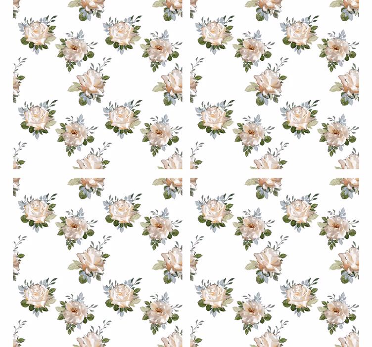 Underlag med blomster hvit bakgrunn mønster - Tenstickers