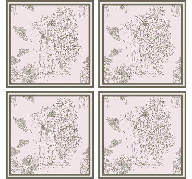 Fransk vintage mønster i grønt vintage underlag - Tenstickers