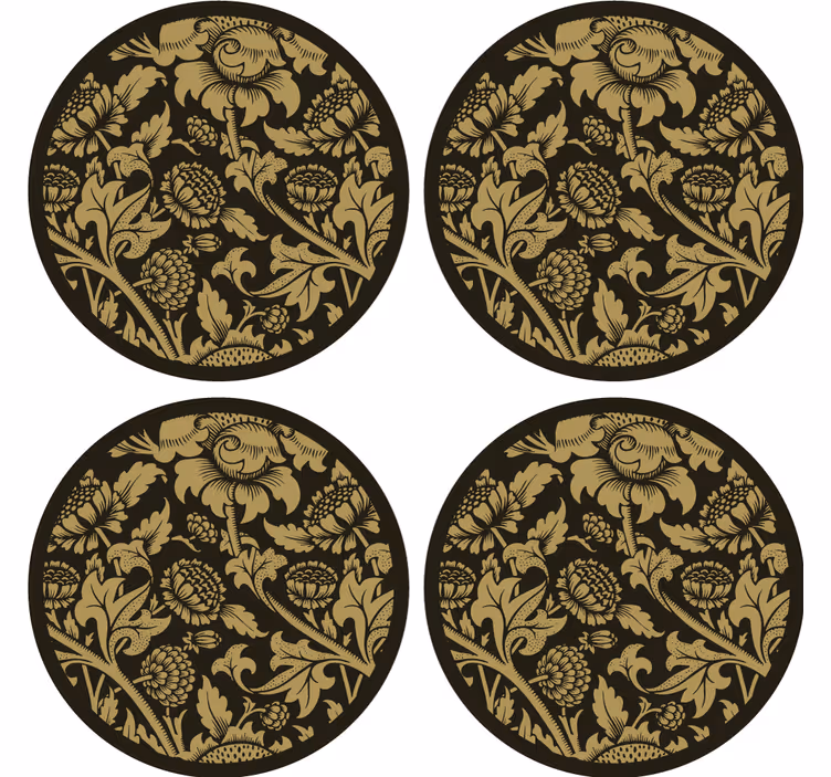 Vintage underlag med blomster og gullmønster - Tenstickers
