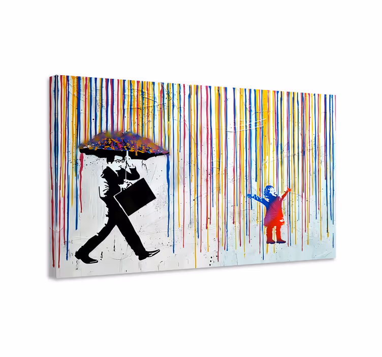 Fargerikt regn kunst lerretsbilde - Tenstickers