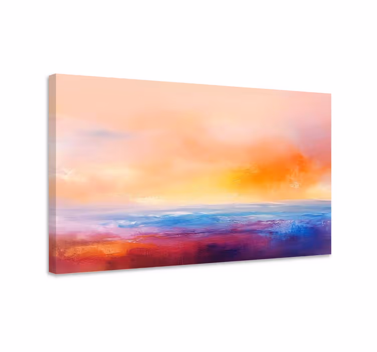 Kunstnerisk solnedgang landskaps lerretsbilde - Tenstickers