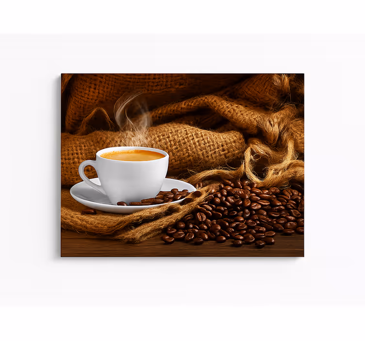 Kaffekorn og kopp kjøkken lerretsbilde - Tenstickers