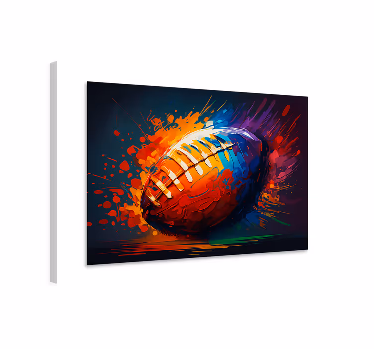 Flerfarget rugbyball sport lerretsbilde - Tenstickers