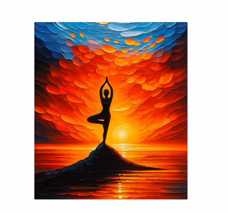 Yogamosaikk med sol sport lerretsbilde - Tenstickers