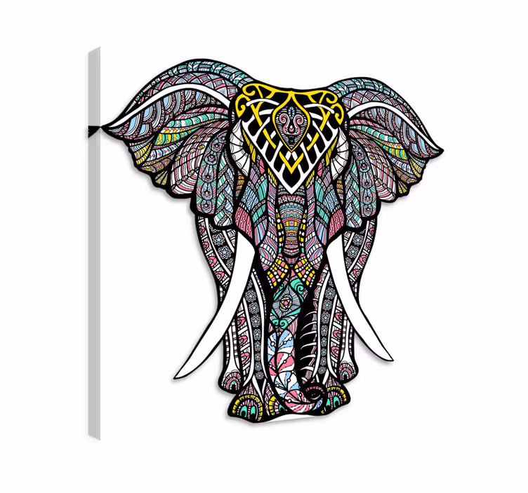 Elefant lerretsbilde vinylmatte mandala - Tenstickers