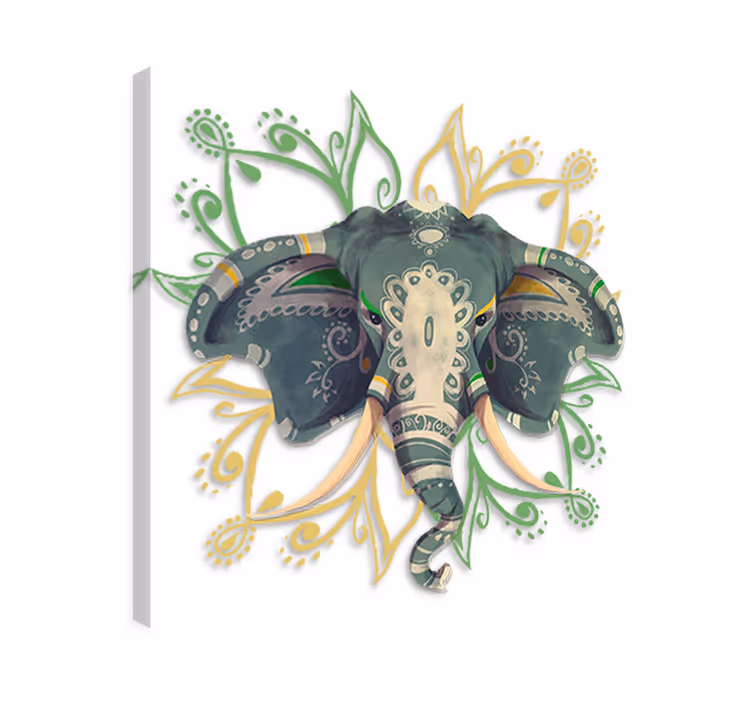 Elefant lerretsbilde med mandala i vinyl - Tenstickers