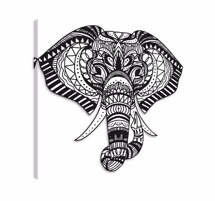 Elefant lerretsbilde etnisk design - Tenstickers