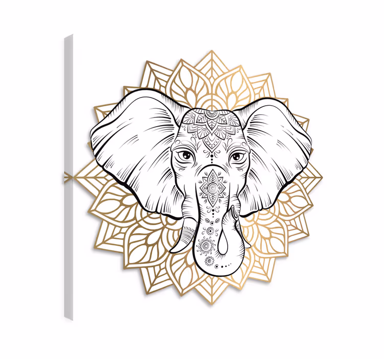 Elefant lerretsbilde med mandalaelefantmotiv - Tenstickers