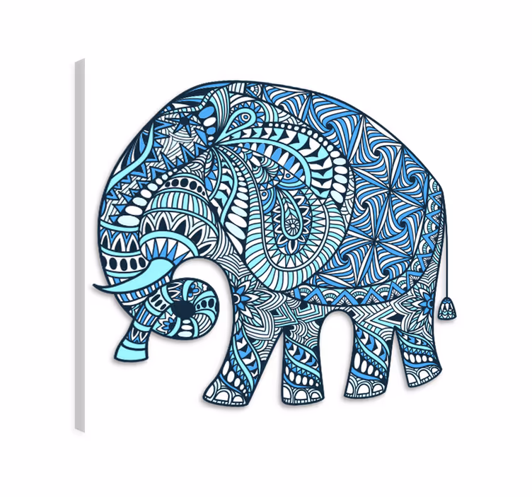 Elefant lerretsbilde med mandala og blomst - Tenstickers